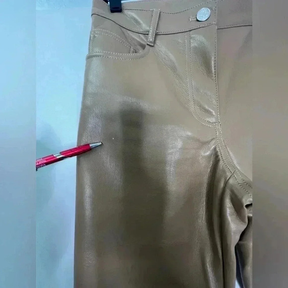 Aritzia Wilfred Viral The Melina Ankle Vegan Leather Pants Constant Camel Sz 4 - Picture 15 of 15